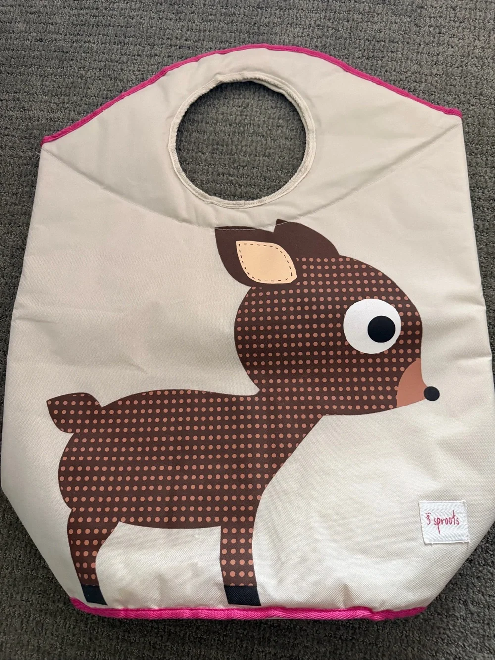 3 Sprouts laundry Deer Print Storage Tote - Pink Trim